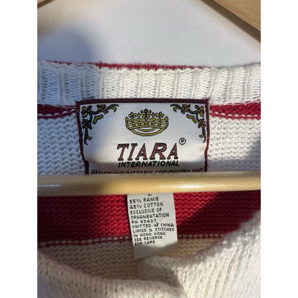 Vintage USA Flag Cardigan Sweater Stars Stripes Patriotic Cottagecore L - Picture 3 of 9